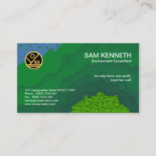 Creative Green Forest Topography Conservationist Business Card