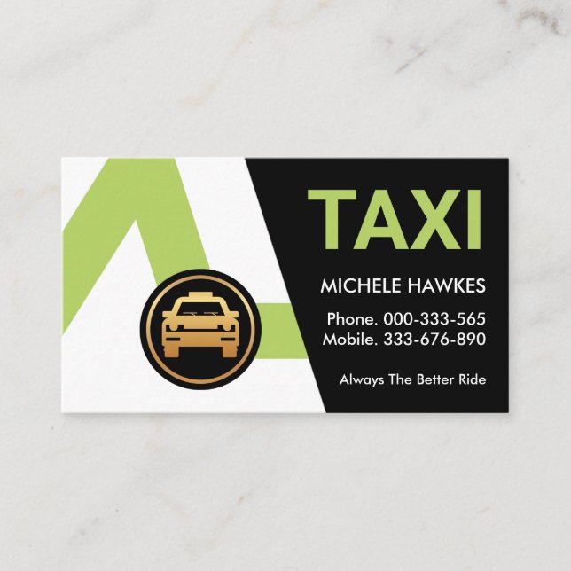 Creative Green Taxi Routes Cab Driver Business Card (Front)