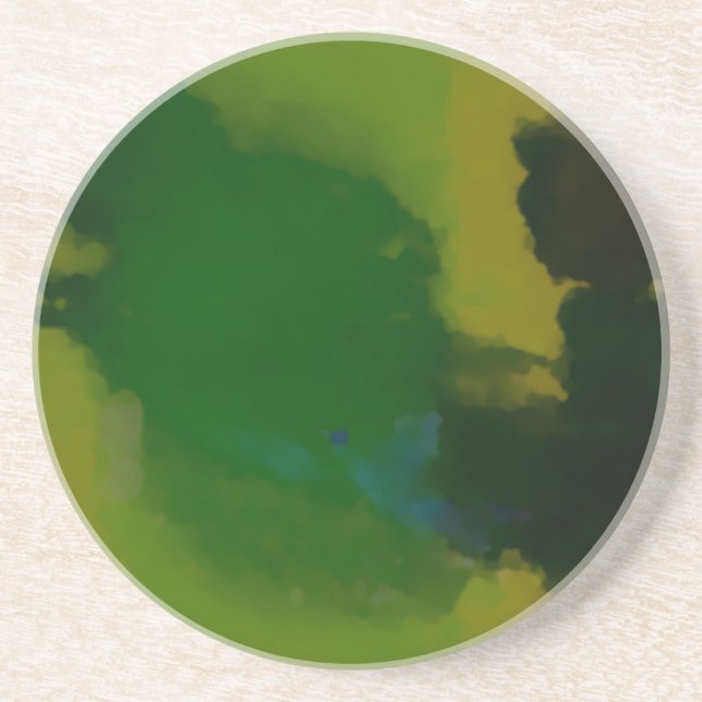 Creative Green Yellow Abstract Coaster (Front)