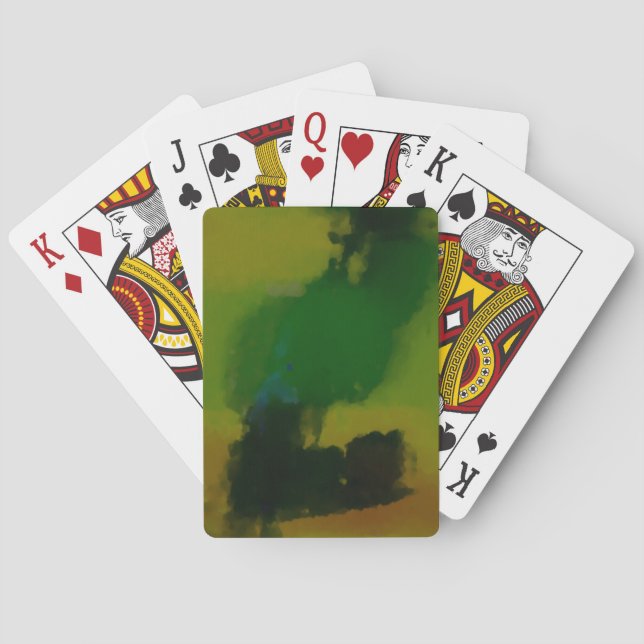 Creative Green Yellow Abstract Playing Cards (Back)