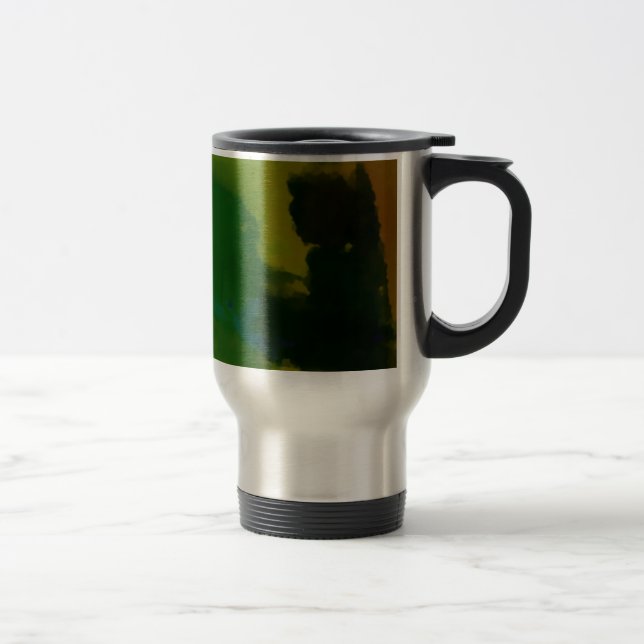 Creative Green Yellow Abstract Travel Mug (Right)