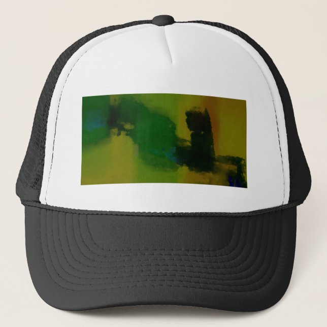 Creative Green Yellow Abstract Trucker Hat (Front)