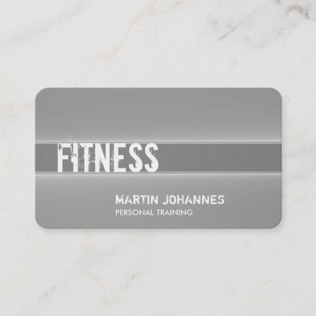 Creative Grey Personal Trainer Sport Business Card (Front)
