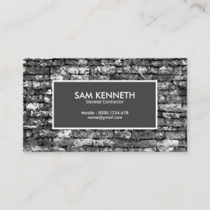 Creative Grey Stone Wall Contractor Business Card