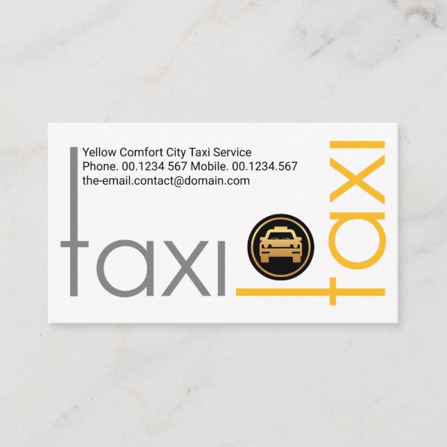 Creative Grey Yellow TAXI Frame Ride Share Driver  Business Card (Front)