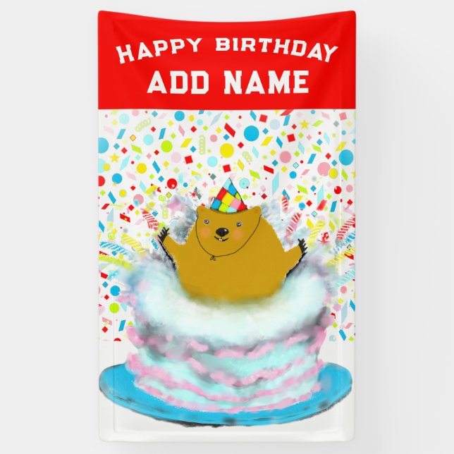 Creative Groundhog Day Birthday Banner (Vertical)
