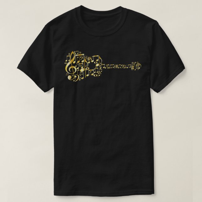 Creative Guitar Art Acoustic Guitar In Metallic Mu T-Shirt (Design Front)