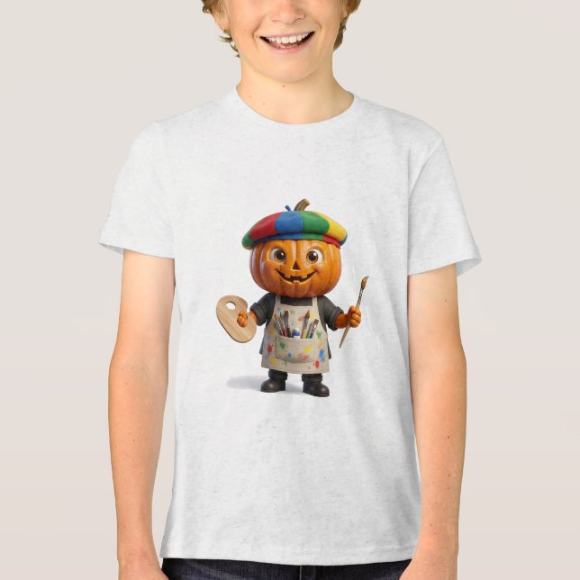 Creative Halloween Pumpkin Art  Tri-Blend Shirt (Front)