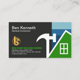 Creative Hammer Abstract Building Construction Business Card