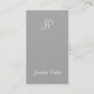 Creative Handwritten Script Monogram Elegant Grey Business Card