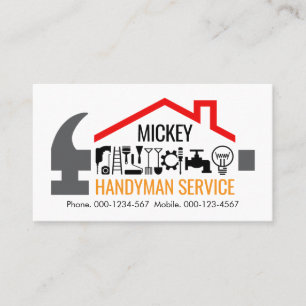 Creative Handyman Repair Hammer Roofer Business Card