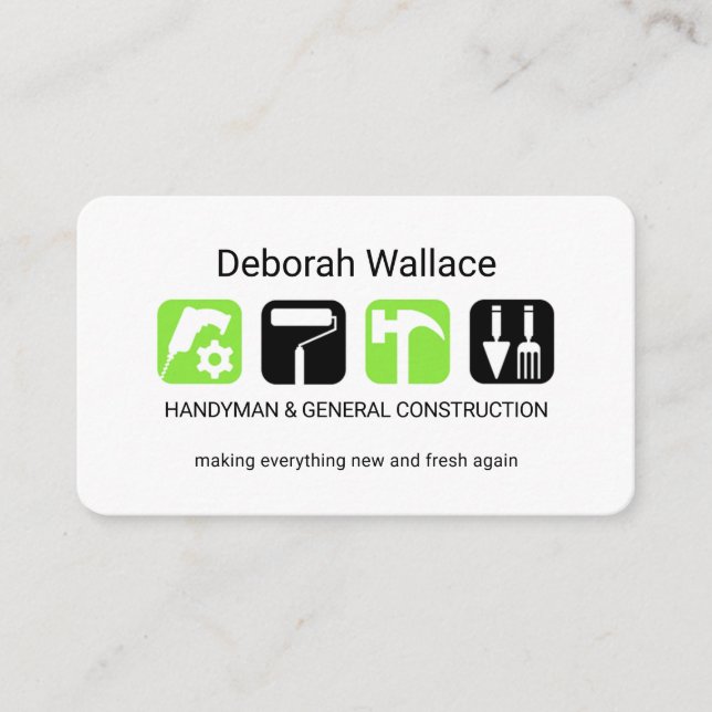 Creative Handyman Repair Tool Logo Business Card (Front)