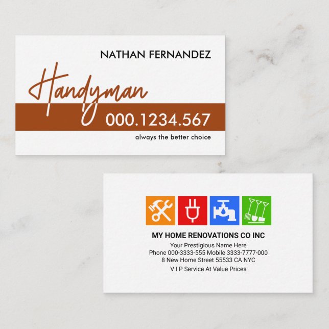 Creative Handyman Signage Frame Building Business Card (Front/Back)