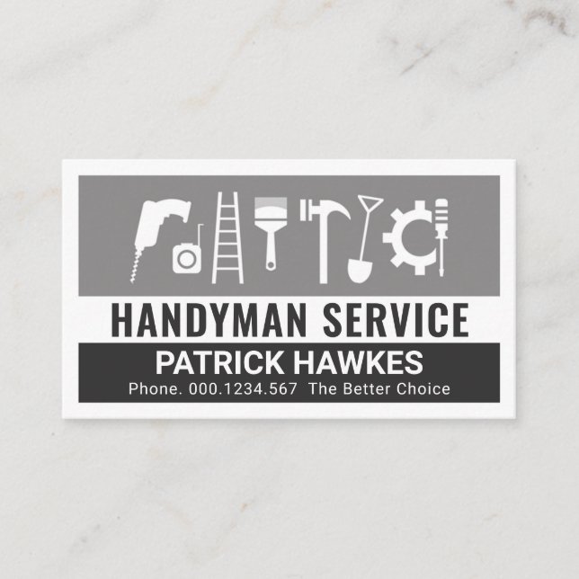 Creative Handyman Tools Grey Layers Business Card (Front)
