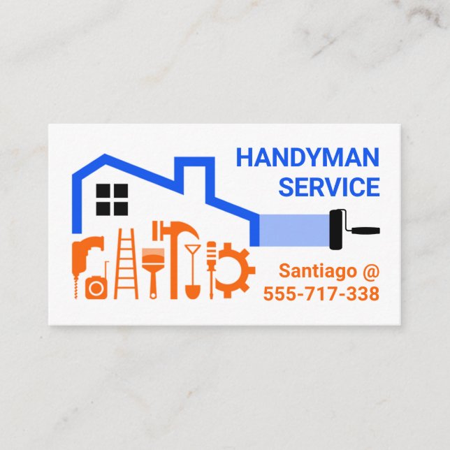 Creative Handyman Tools Home Repairs Business Card (Front)