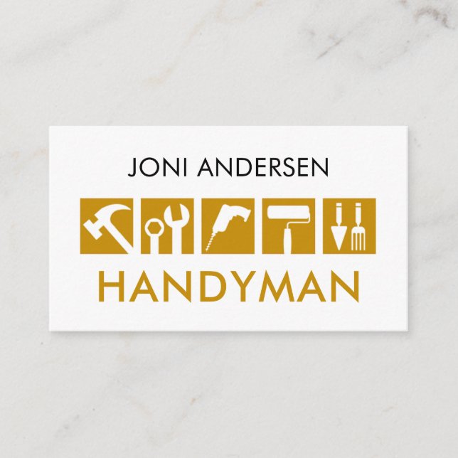 Creative Handyman Tools Icon Business Card (Front)