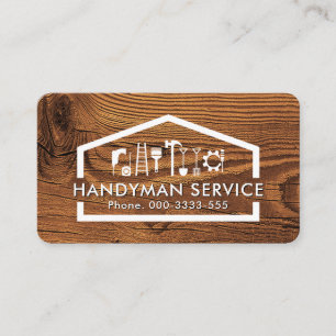 Creative Handyman Tools In Timber Wood Business Card