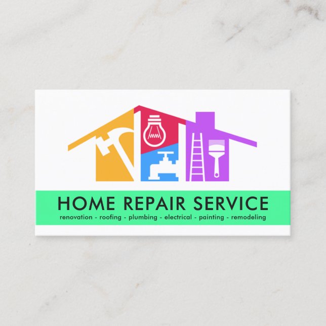 Creative Handyman Tools Roofing Business Card (Front)