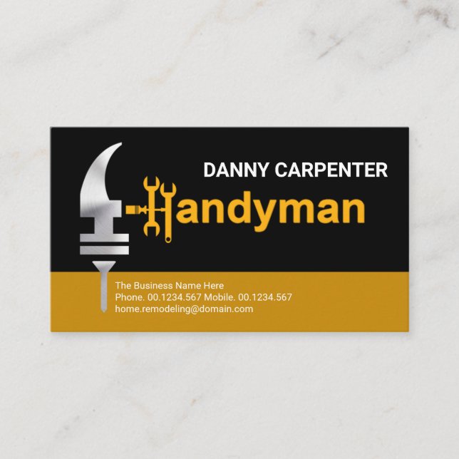 Creative Handyman's Hammer Home Renovation Business Card (Front)