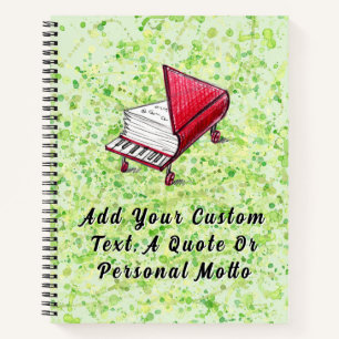 Creative Harmony Splatter Piano-Inspired Limecream Notebook