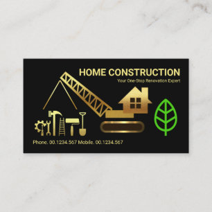 Creative Home Crane Gold Handyman Tools Business Card