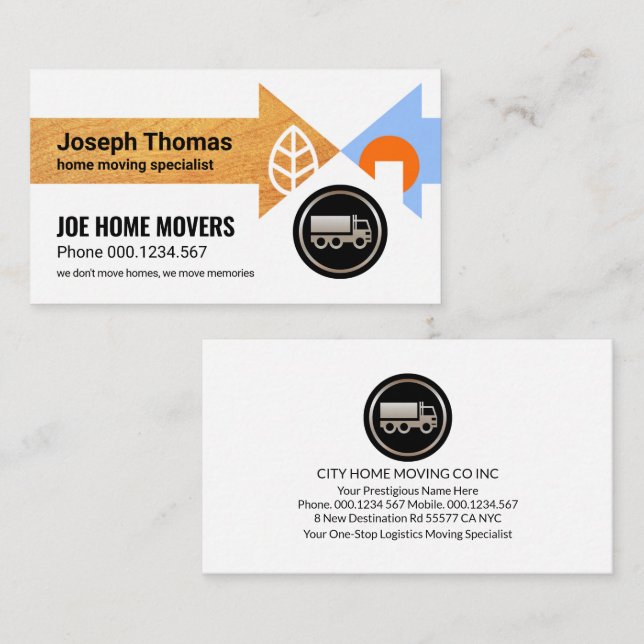 Creative Home Moving Arrows Logistics Business Card (Front/Back)