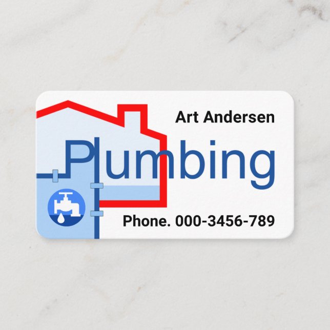Creative Home Plumbing Pipes Leaking Faucet Business Card (Front)