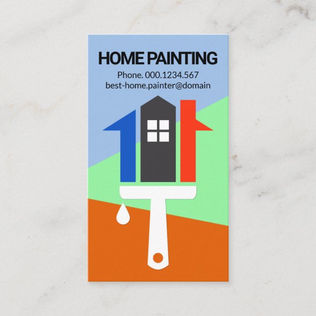 Creative House Brush Paint Painting Contractor Business Card (Front)