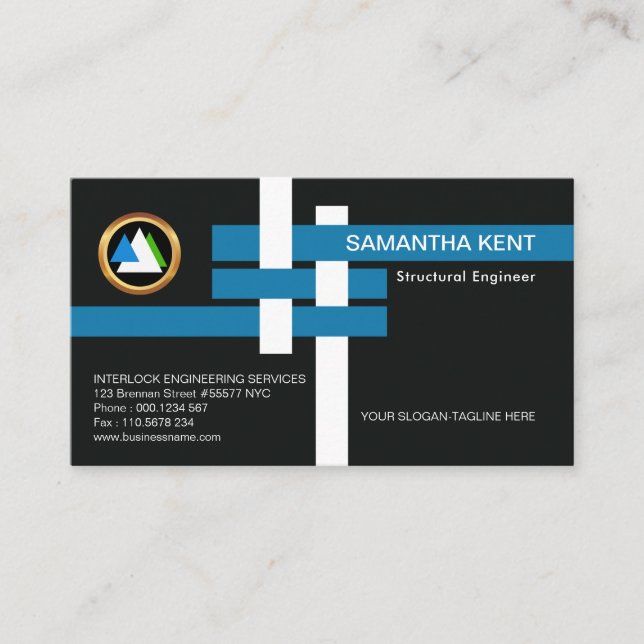 Creative Interlocking I-Beam Joints Engineering Business Card (Front)