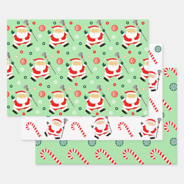 Creative Lacrosse Christmas Gift Wrapping Paper Sheet (Set)