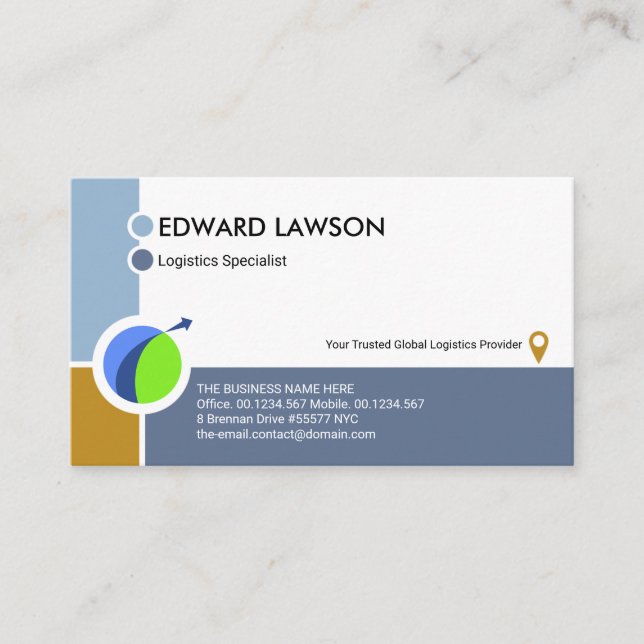 Creative Land Sea Air Global Logistics Motif Business Card (Front)