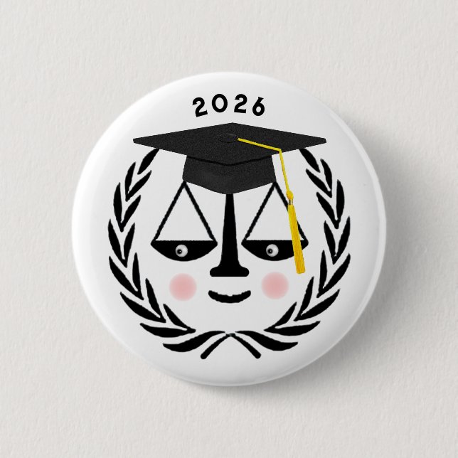 Creative Law School Graduation 2025 6 Cm Round Badge (Front)