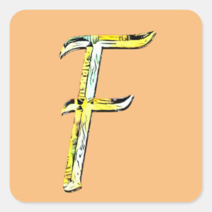 Creative Letter F Initial Monogram  Square Sticker