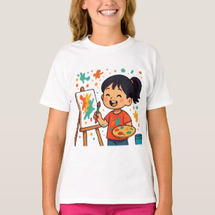 Creative Little Artist Girl – Colourful Painting T-Shirt