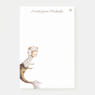 Creative llama with mermaid tail personalised post-it notes