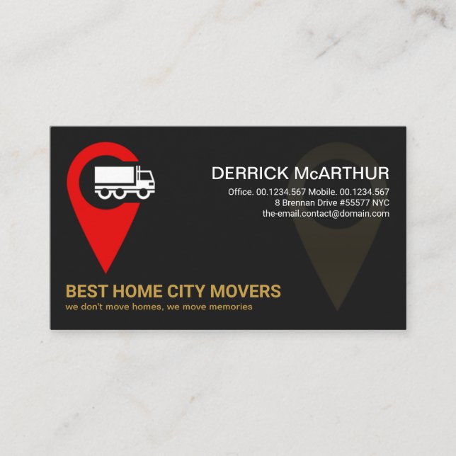 Creative Location Icon Home Logistic Movers Business Card (Front)