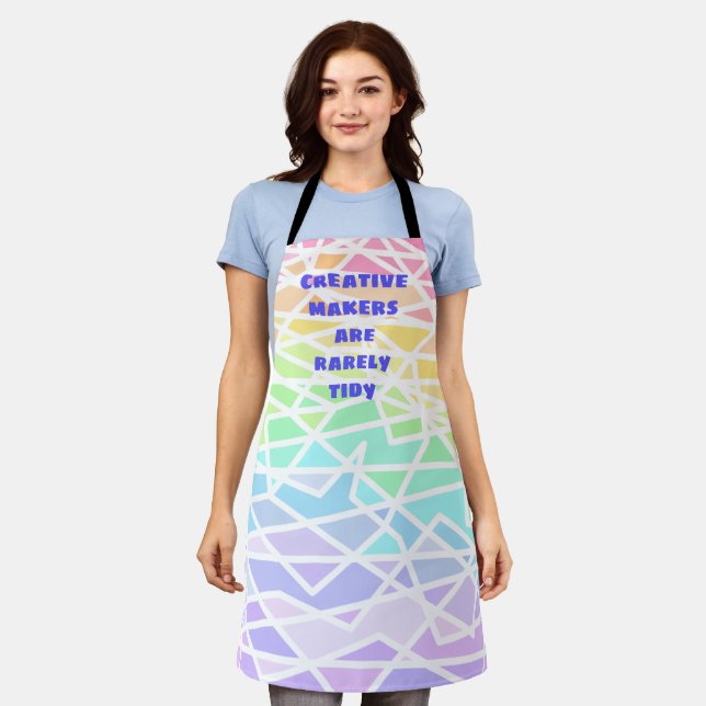 Creative Makers are Rarely Tidy Rainbow Apron (Worn)