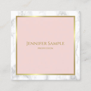 Creative Marble Gold Blush Pink Modern Template Square Business Card
