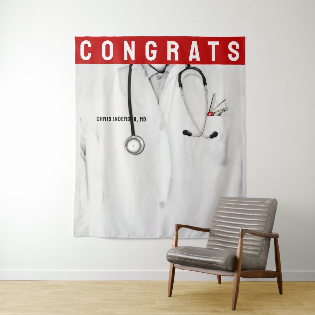 Creative Medical School Graduation Congrats Tapestry (In Situ)