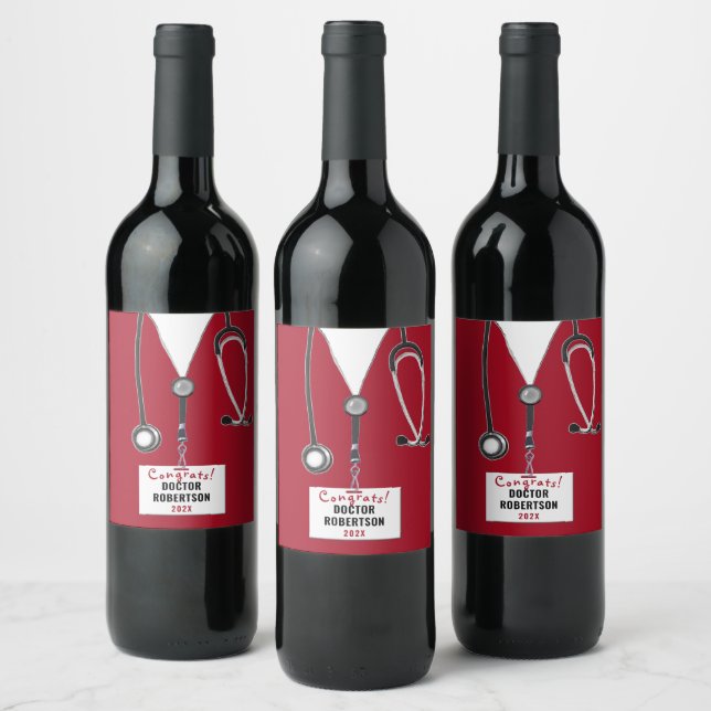 Creative Medical School Graduation Wine Label (Bottles)