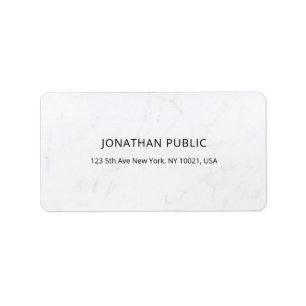Creative Minimal Modern White Marble Plain Address Label