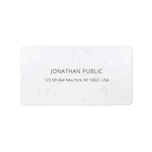 Creative Minimalist Modern White Marble Template Label (Front)