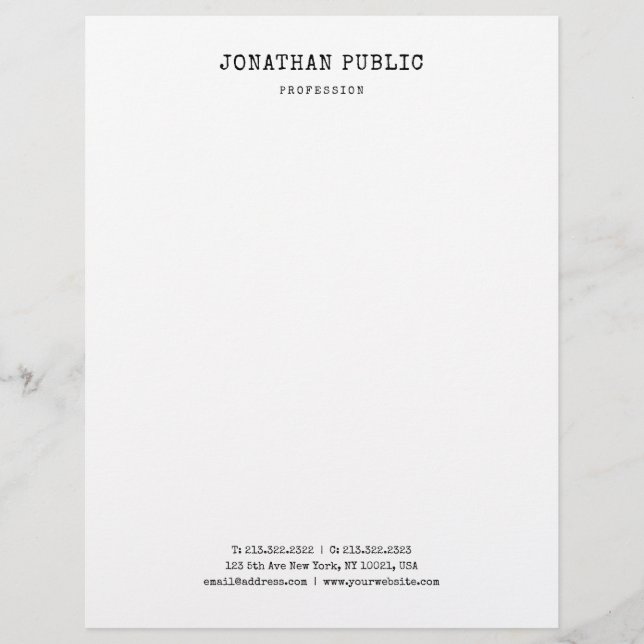 Creative Minimalist White Classic Professional Custom Letterhead (Front)