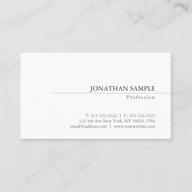 Creative Minimalistic Design Classic Plain Trendy Business Card (Front)
