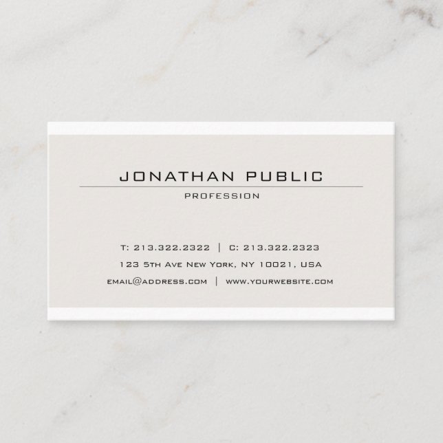 Creative Minimalistic Modish Colour Plain Trendy Business Card (Front)