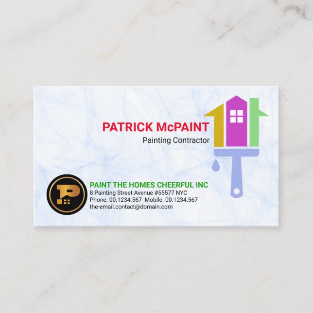 Creative Misty Waves Home Painting Service Business Card (Front)