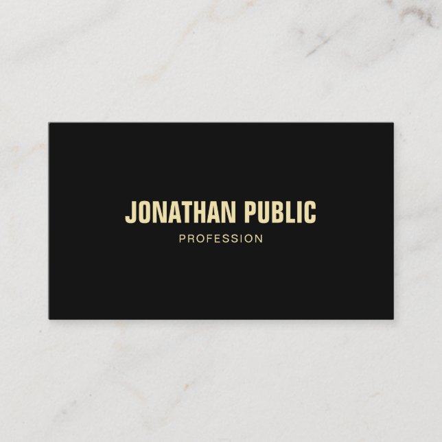 Creative Modern Black Gold Sophisticated Plain Top Business Card (Front)