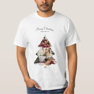 Creative Modern Christmas Tree Photo Collage T-Shirt