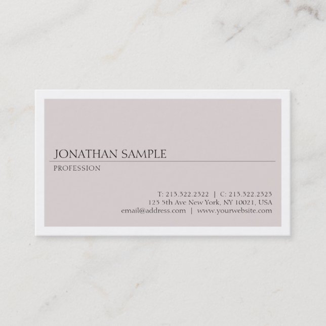Creative Modern Design Minimalist Chic Plain Business Card (Front)