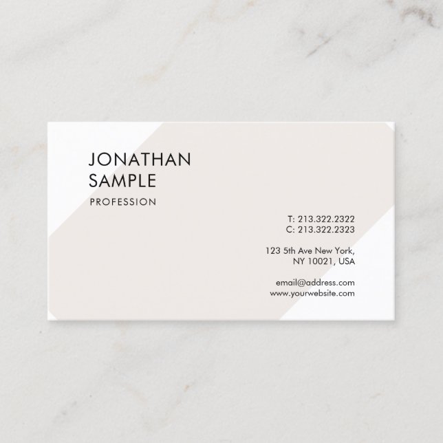 Creative Modern Design Sleek Plain Professional Business Card (Front)